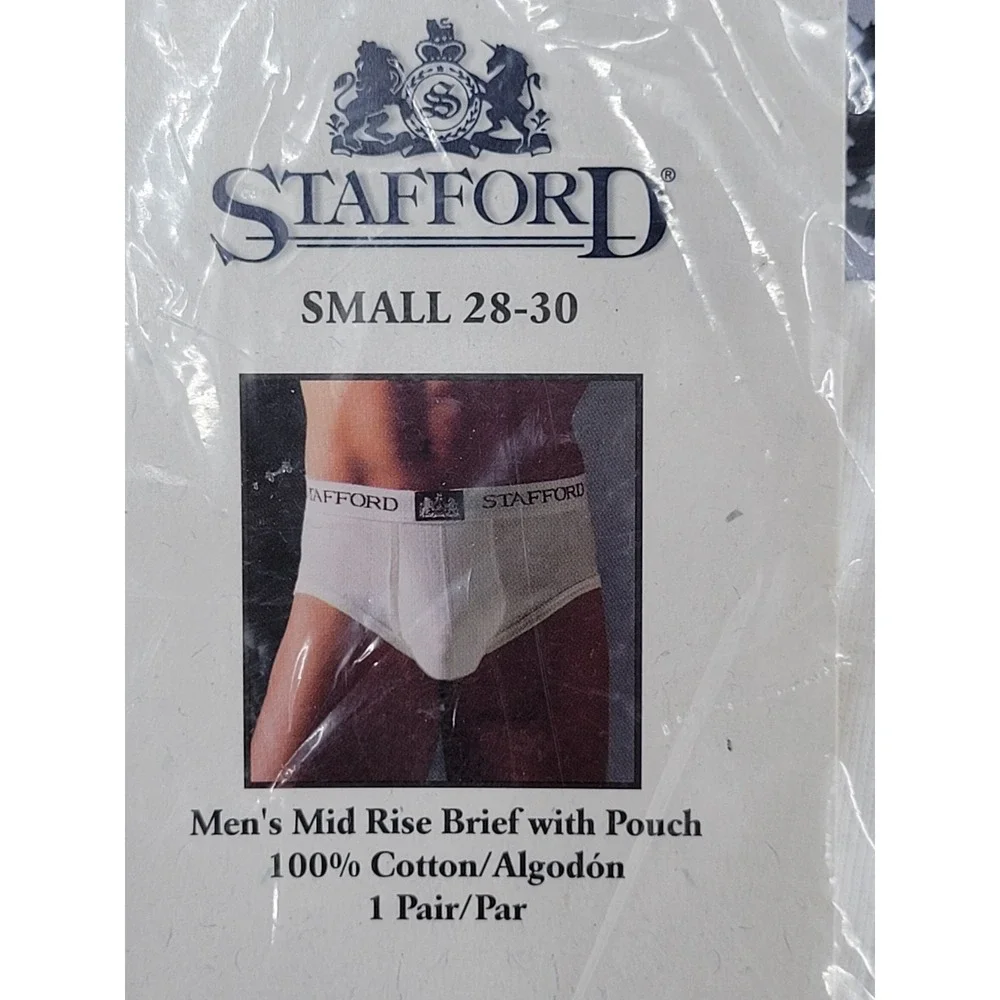 New Vintage Stafford JCPenney Mens S 28-30 Full Cut Briefs With Pouch NOS